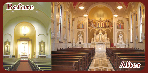 Custom Church Interiors and Exteriors Before and After Photo
