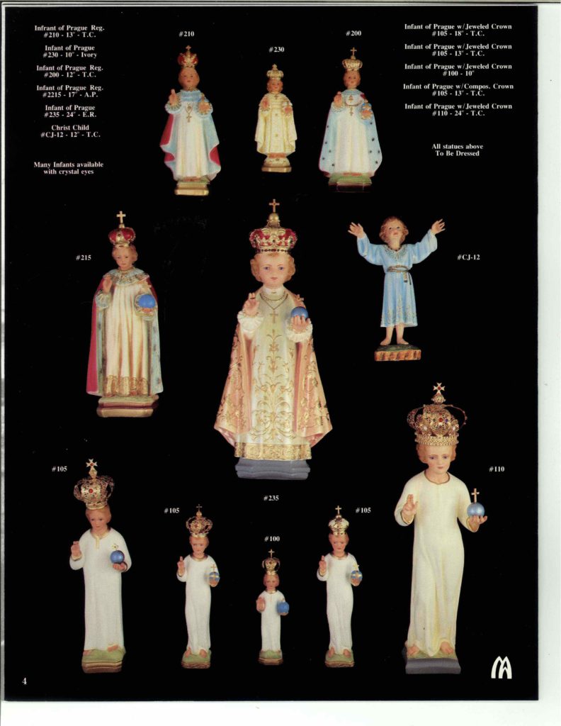 Infant of Prague statues are important to Catholics in many nations Mazzolini Artcraft