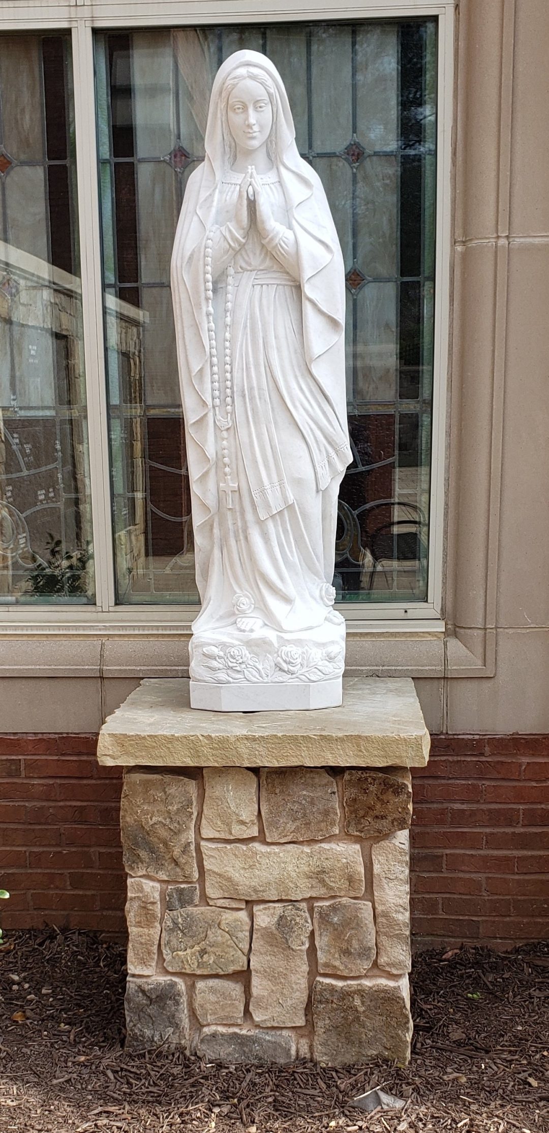 Custom marble statue of Our Lady of Lourdes Mazzolini Artcraft